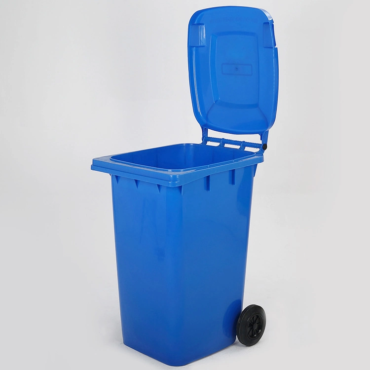 Blue Outdoor HDPE Garbage 240L Plastic Wheelie Waste Bin for Hotel