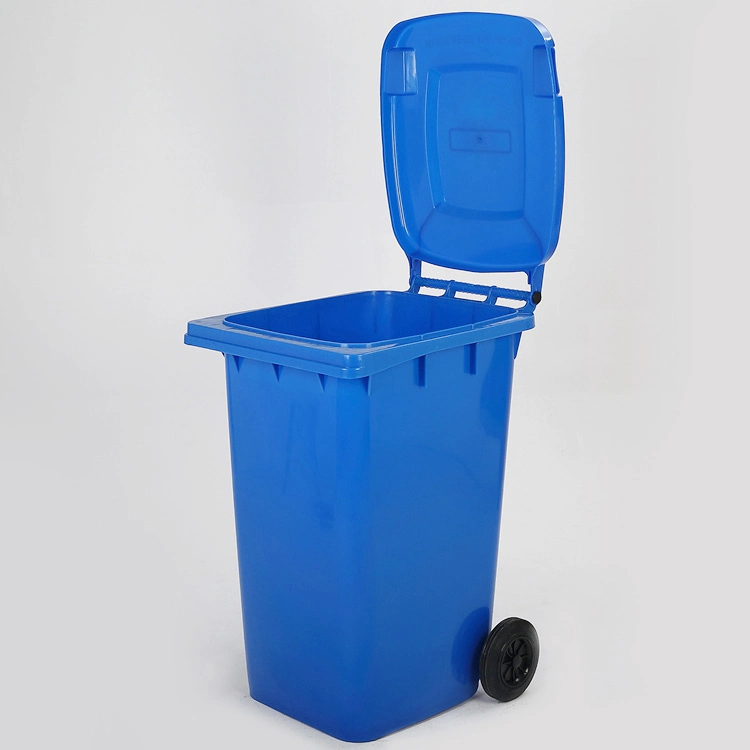 Basura de HDPE de exterior azul 240L contenedor de basura de plástico para Hotel