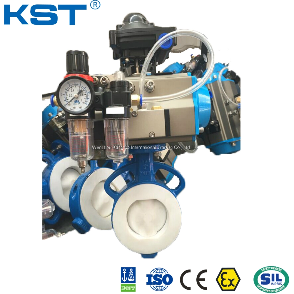 Casting Butterfly Valve with Pneumatic Actuator with Limit Switch Box Apl410