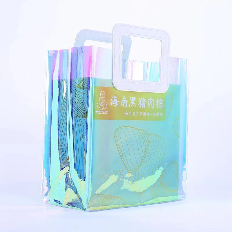 Heat Sealed Plastic Transparent PVC Bag Reusable PVC Ladies Shopping Tote Bag Clear PVC Gift Tote Bag for Promotion