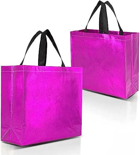 Spot Shiny Christmas Multi-Color Laser Eco Reusable Bright Film Lamination Non-Woven Shopping Tote Gift Bag