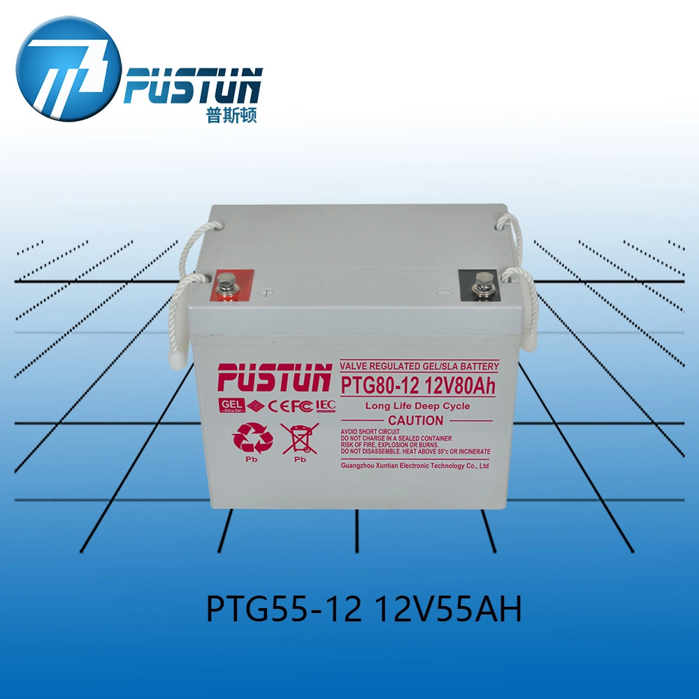 Pustun 12V80Ah La energía eólica y solar de batería de gel de ciclo profundo fabricante