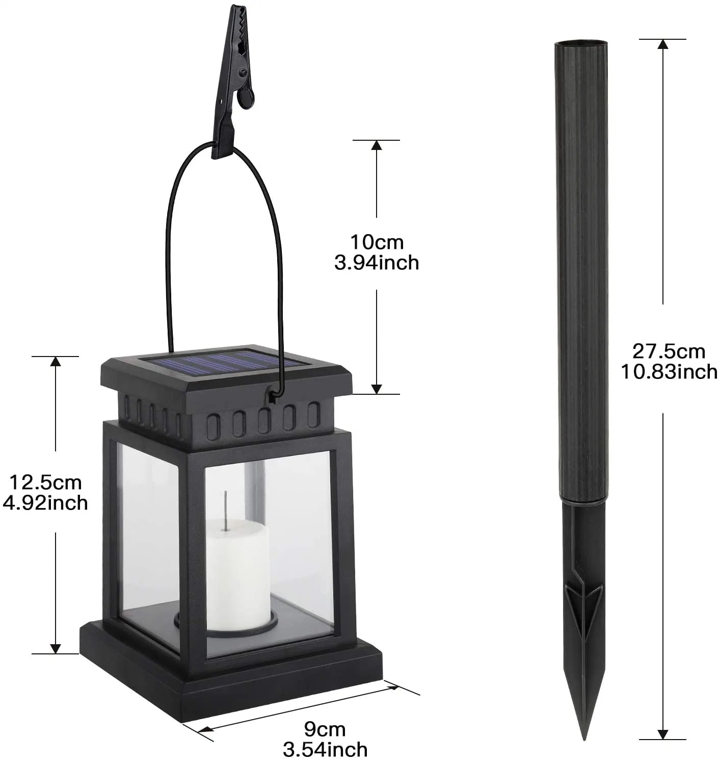Solar Hanging Lantern, Candle Flickering Flame Effect LED Solar Lights
