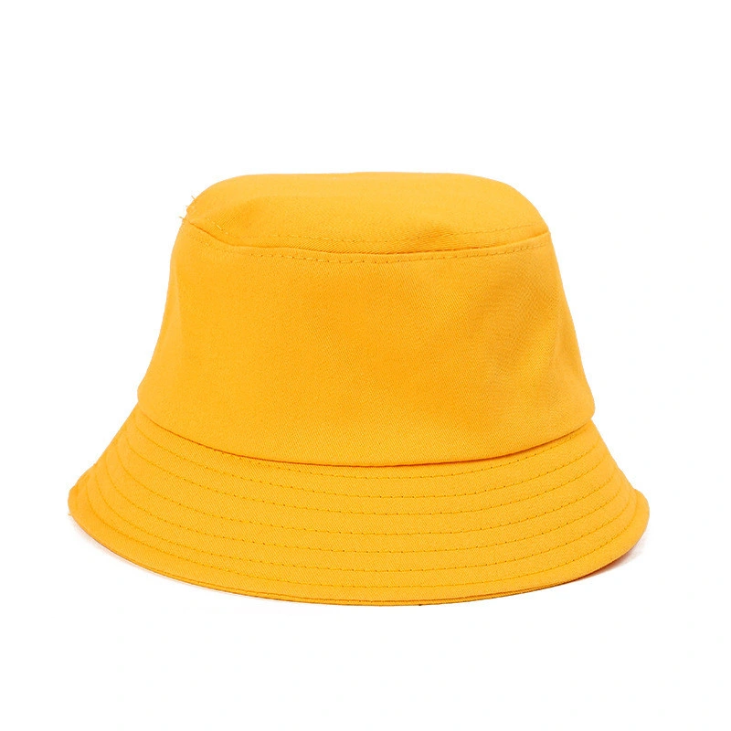 Customized Logo Bucket Hat Unisex Embroidery Fisherman Washed Kid Hat Bucket Cap Red Sun Fishing Cap UV Yellow Bucket Hat