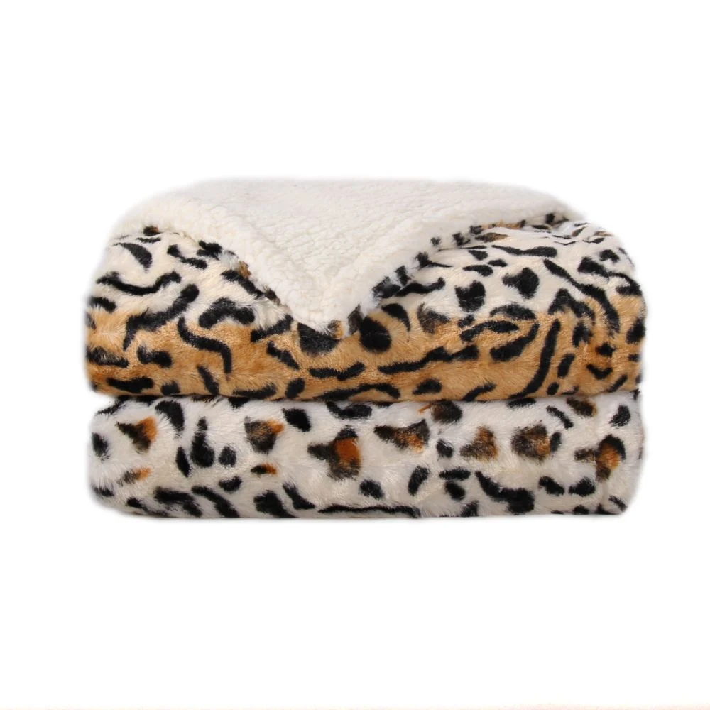 Haut Big Chunky Jacquard pondérée de deux couches de luxe en microfibre agréable Hermes pondérée de la soie en molleton de flanelle la fausse fourrure couverture pour la chambre canapé de la table de voyage