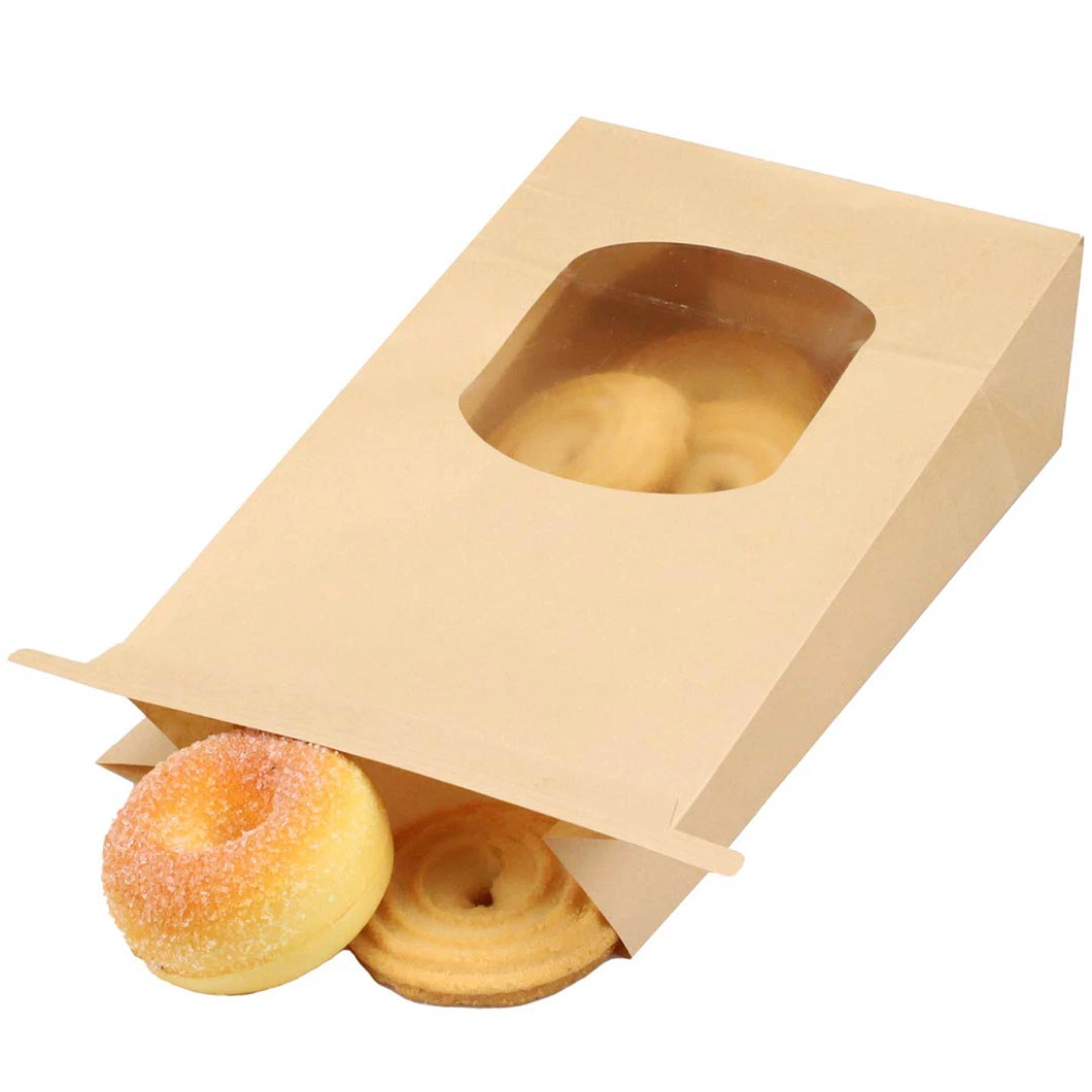 Custom Grease Proof Biodegradable Tin Tie Bag Flat Bottom Kraft Paper for Butter Cake Packaging Bag