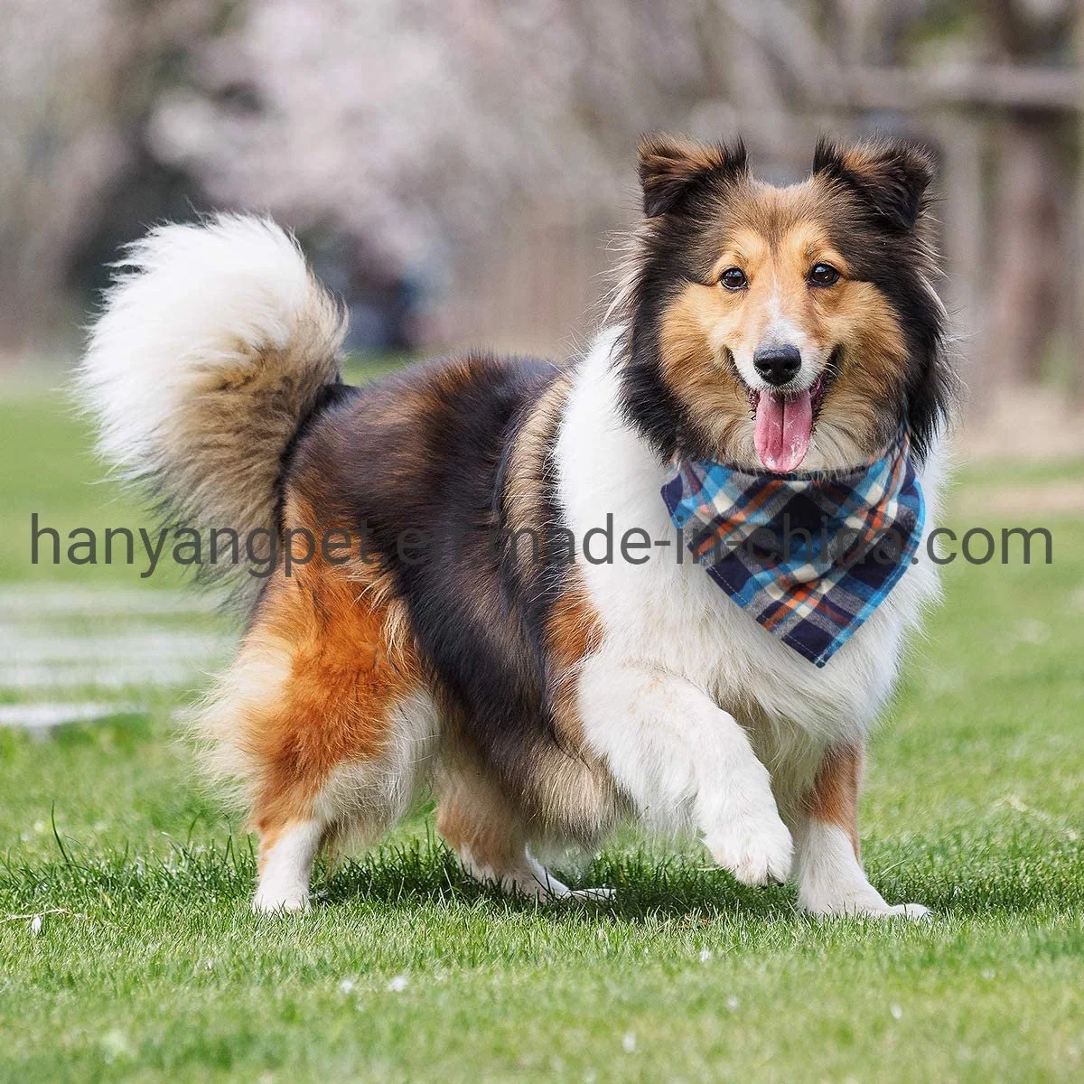 Hanyang Wholesale/Supplier Classic Plaid Dog Bandana Dog Saliva Towel Pet Accessories