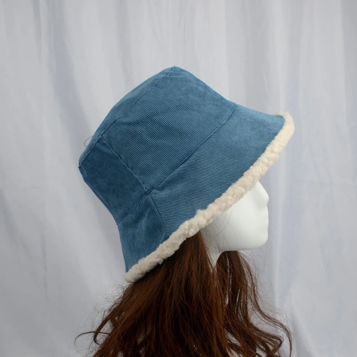 Denim Lamb Wool Faux Female Winter Bucket Hat