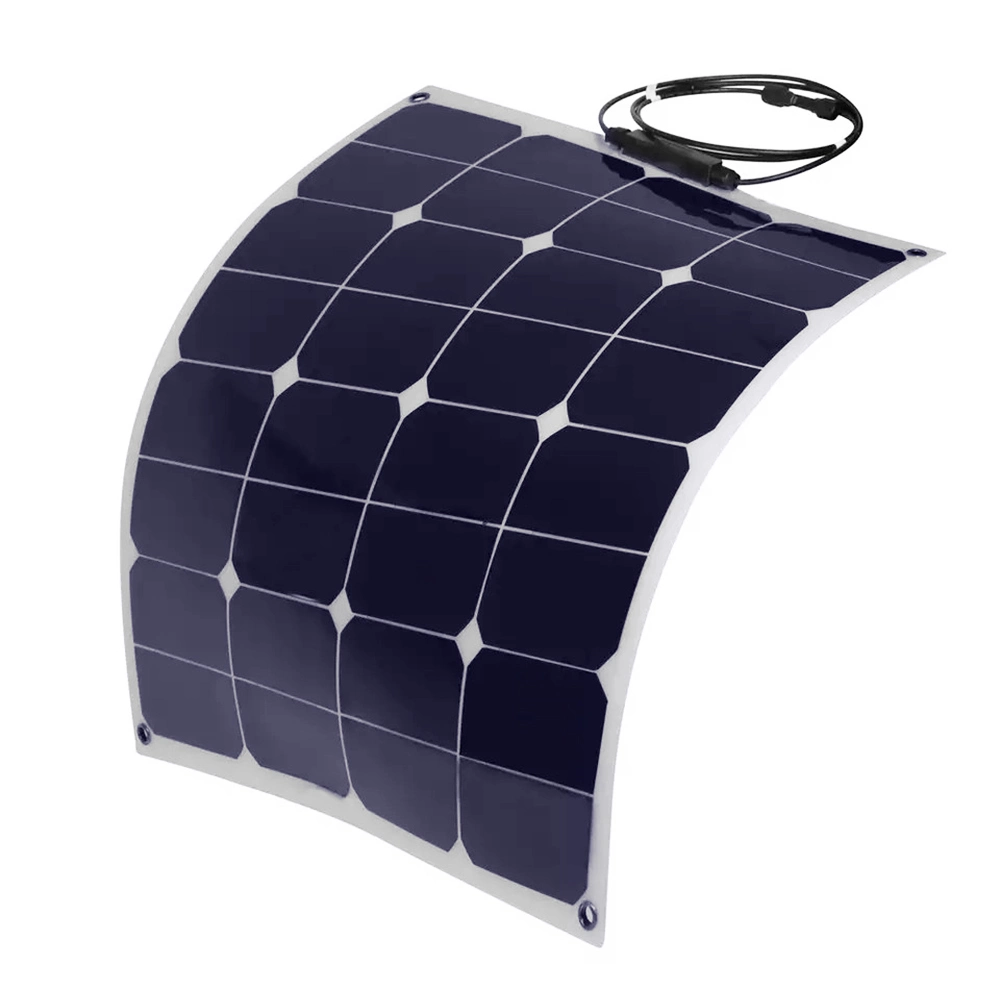 Waterproof IP68 Extremely Flexible Solar Panel 55W 12V Mono Solar Cell Plug and Play Design Ultra Thin, Lightweight