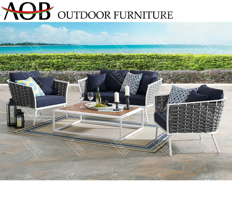 Modern Outdoor Exterior Hotel Resort Home Villa Leisure Rope Weaving Chair Lounge Sofa Furniture Set