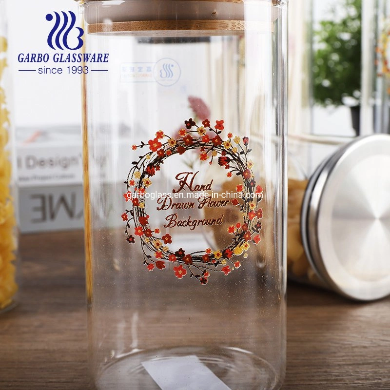 China Glassware Factory 500ml 1L 1200ml 1500ml 2L Transparent Borosilicate Glass Kitchenware Food Storage Jar with Hermetic Seal Lid