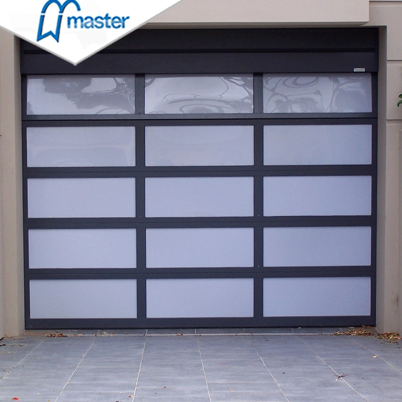 Master Well Cheap Price Elegant Overhead Electric Open Aluminum Frame Tempered Laminated Glass Garage Door