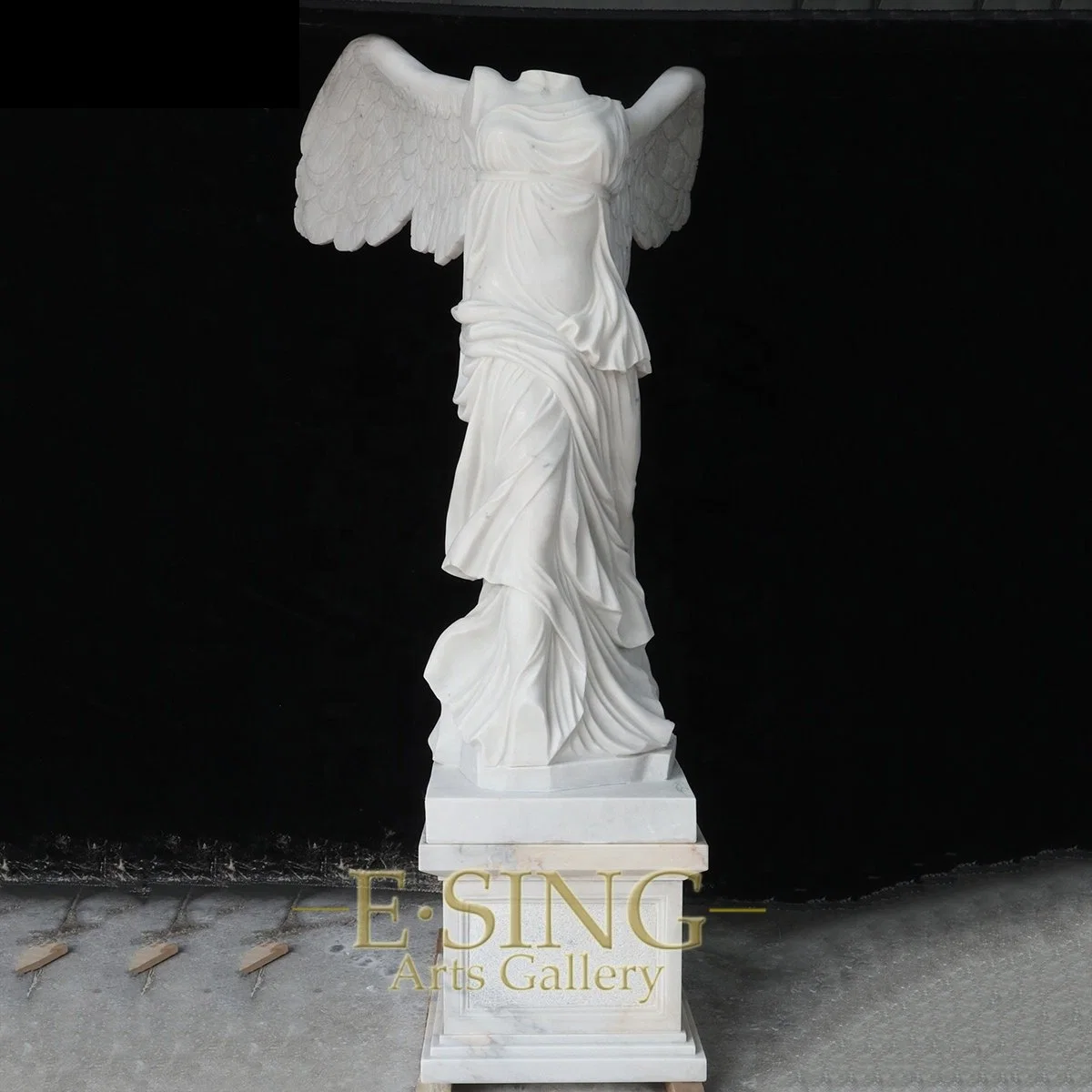 Outdoor Victory of Samothrace Stone Marble Angel Sculpture