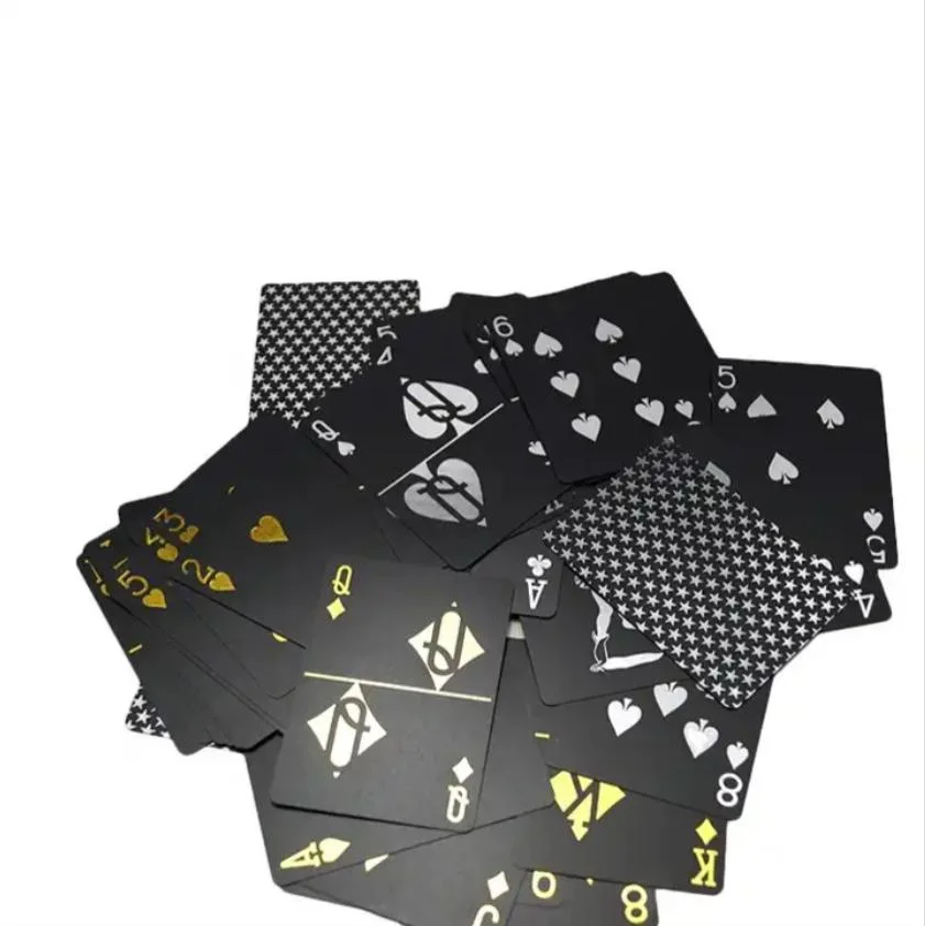 Diseño personalizado PVC Poker Tarjeta de juego PVC Negro Hoja