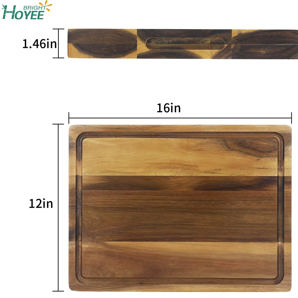 Organic Acacia Wood Cutting Board with Deep Juice Groove