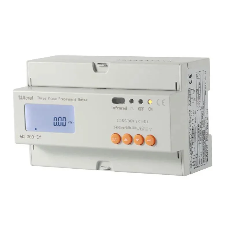 Acrel Adl300 Three-Phase Prepaid Energy Meter DIN Rail 35mm Installation for RFID Card Local and Cloud Prepayment Solution