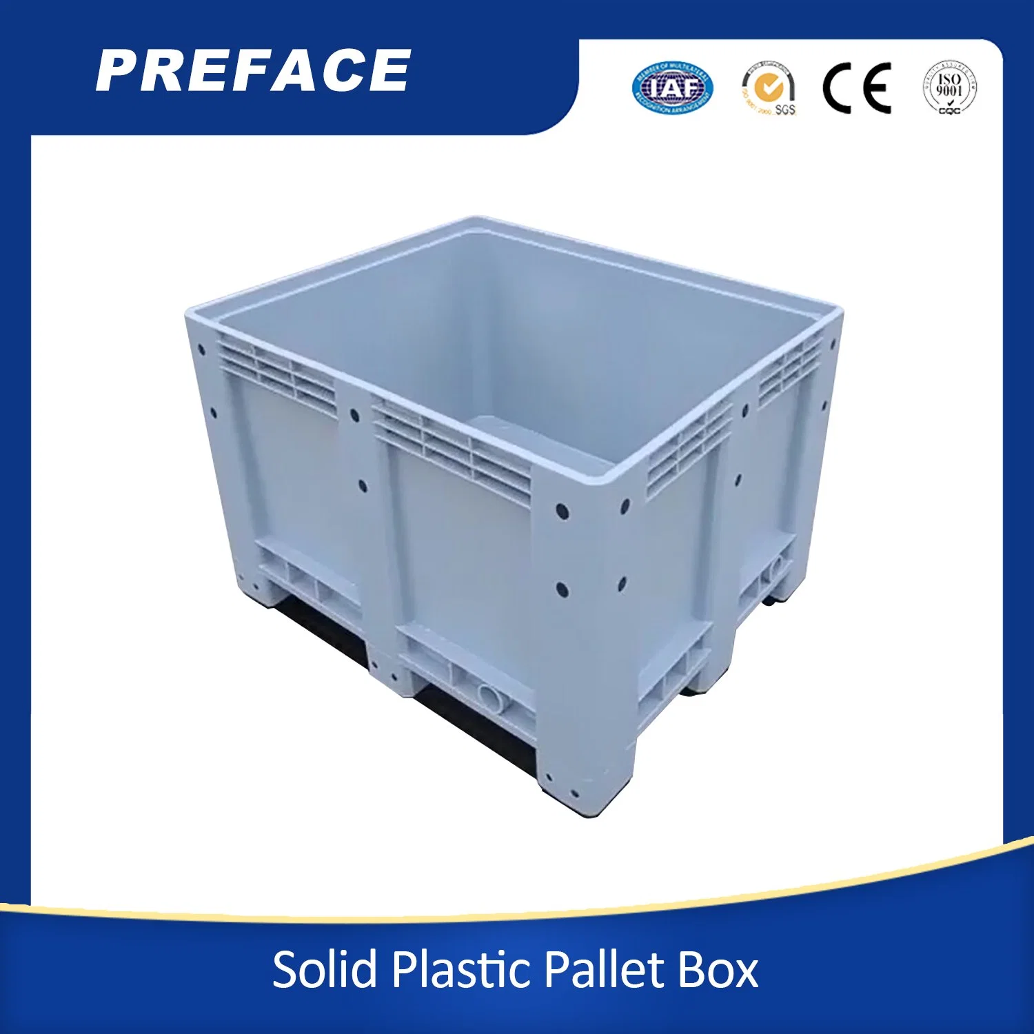 Food Grade Hygienic HDPE Solid Plastic Stillage for Sale