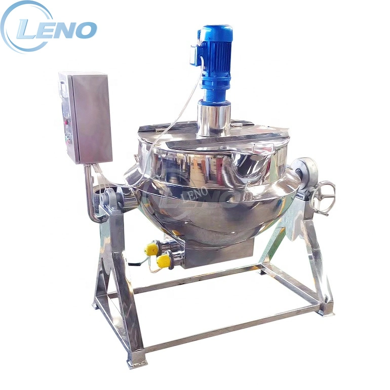 Leno Stainless Steel Tilting Scraper Aitator Pot Food Industry Mixer Cooking Gas Steam Electrical Heating Mixing Jacketed Kettle Industrial Cooker Jacket Kettle