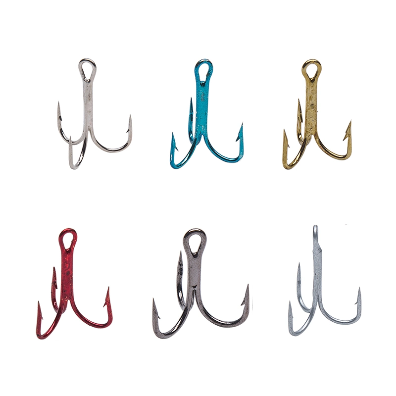 Blue/Red/Gold/Nickel Custom Colors Sea Fishing Round Bent Treble Hooks