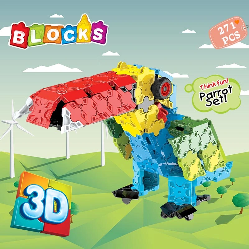 271PCS Bricolage Parrot Kit d'Asmbling flexible enfants 3D Animal Bird Ensemble de blocs de construction en plastique pour enfants de l'enseignement de la construction