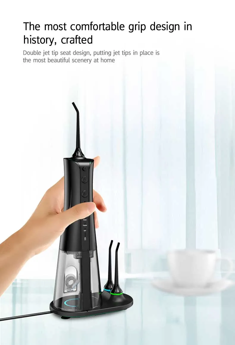 Black White Ravelling Oral Irrigator Teeth Water Flosser Cleaner