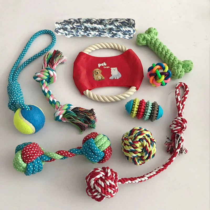 Factory Direct Cheap Durable Cotton Rope Dog Toys 10 Pack Gift Set Free Assortment Pet Chew Dog Toy