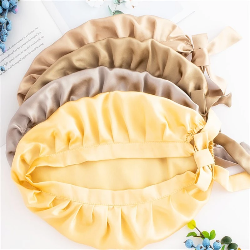 100% Pure Silk 16mm Soft Satin Female Bonnet Hair Care Sleep Cap Night Cap