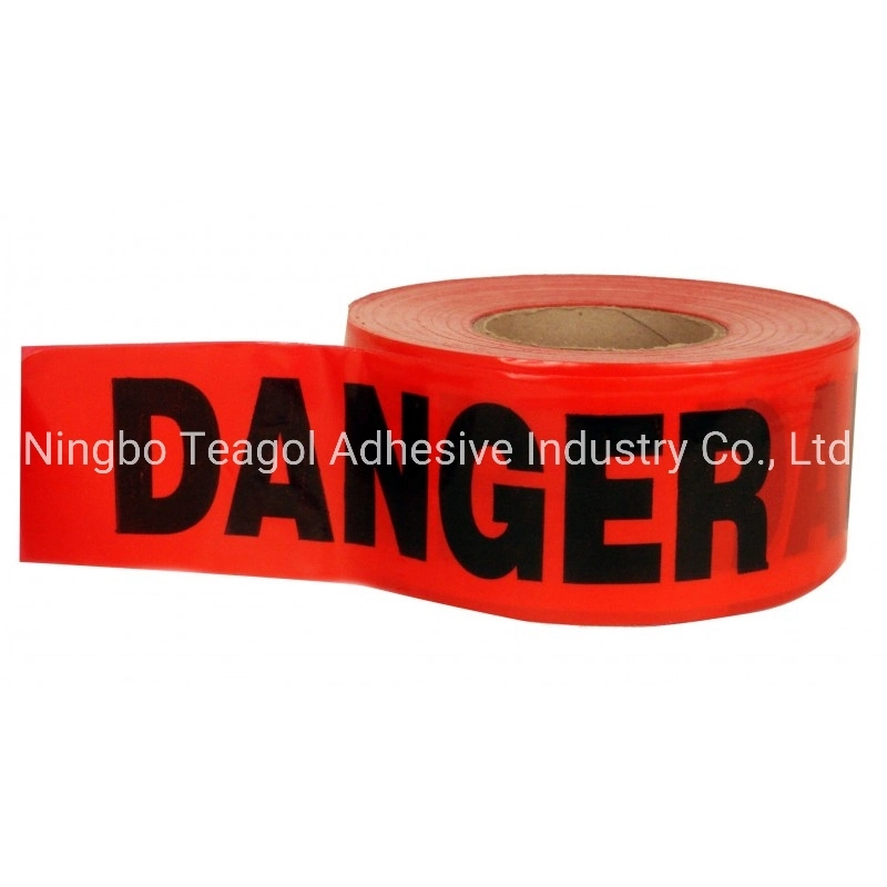 3"X200feetx4mil Red Danger Tape (Red Background with Black "Danger" Printing) PE Non-Adhesive