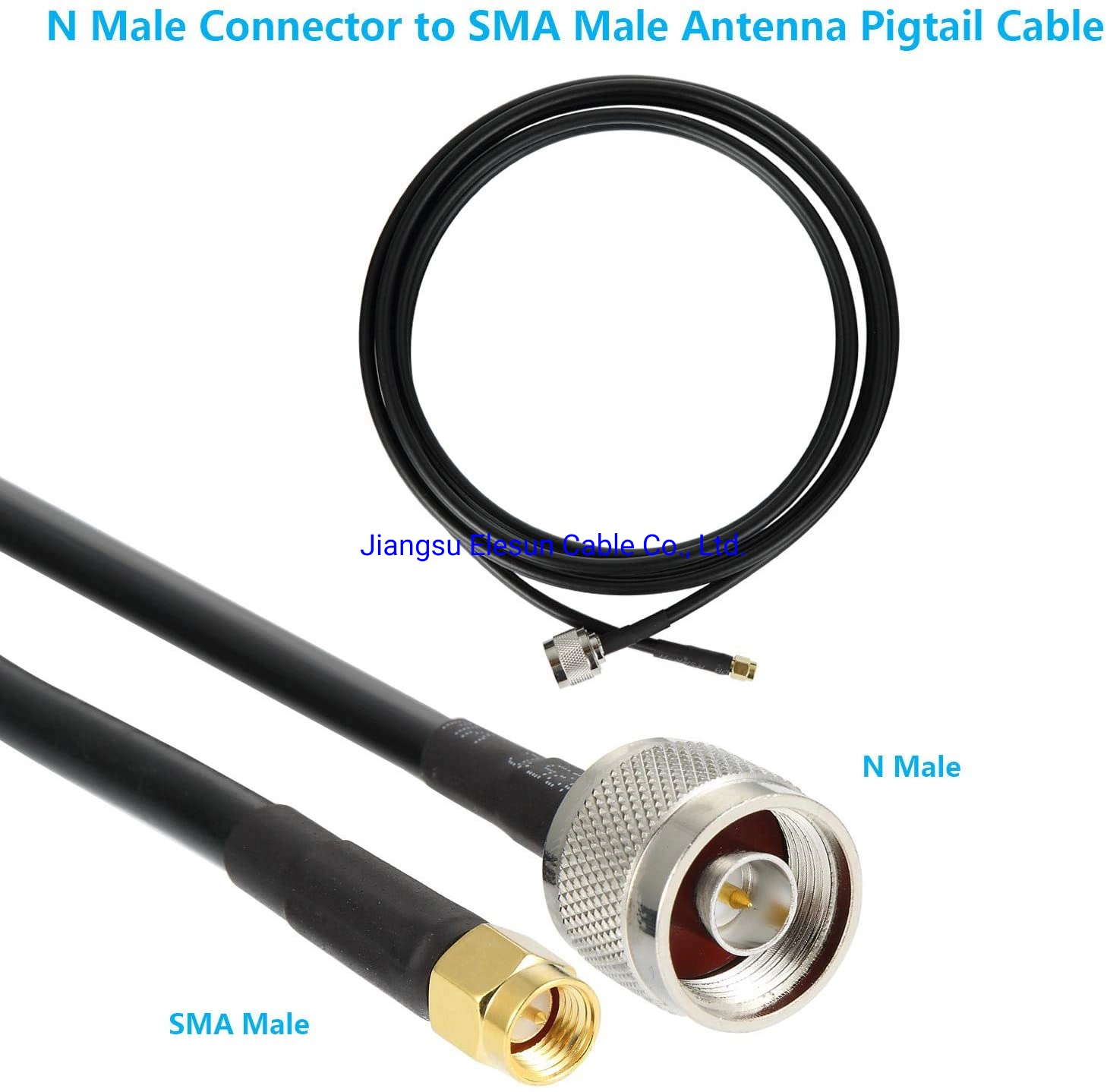 El cable coaxial RG58/ en forma de espiral para uso de la antena