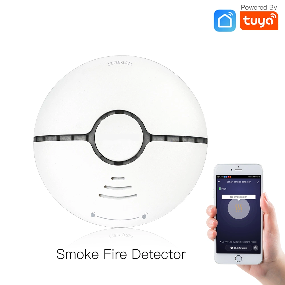 Détecteur de fumée intelligent WiFi rapide et indépendant pour la maison, détecteur de fumée incendie au plafond.