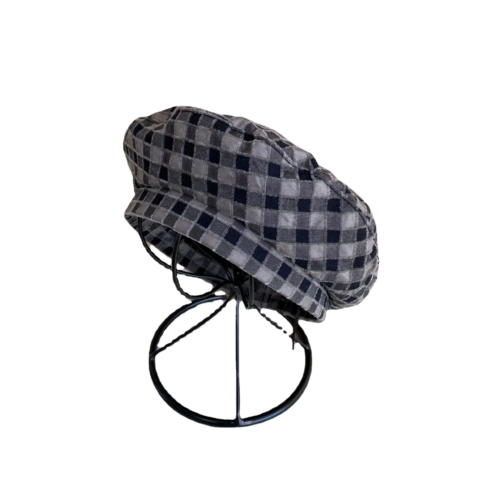 Plaid Beret Hat Womens French Style Winter Fall Beanie Cap Stylish Female Daily Hats