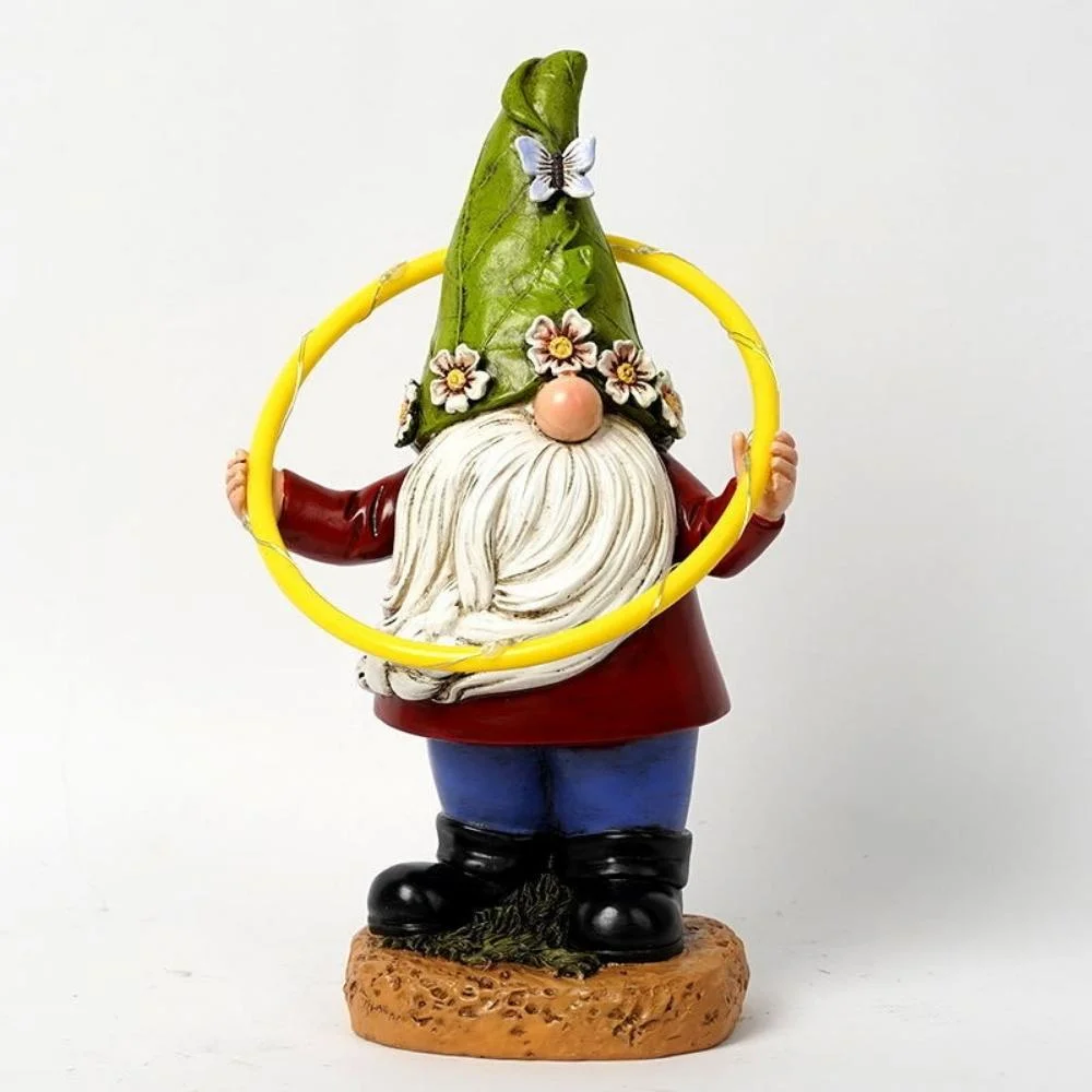 Garten Gnome Statue, große Sonnenlicht Garten Gnome Statue Resin Gnome Spielreifen, Outdoor-Dekor für Garten, Terrasse, Rasen, Veranda Wyz19756