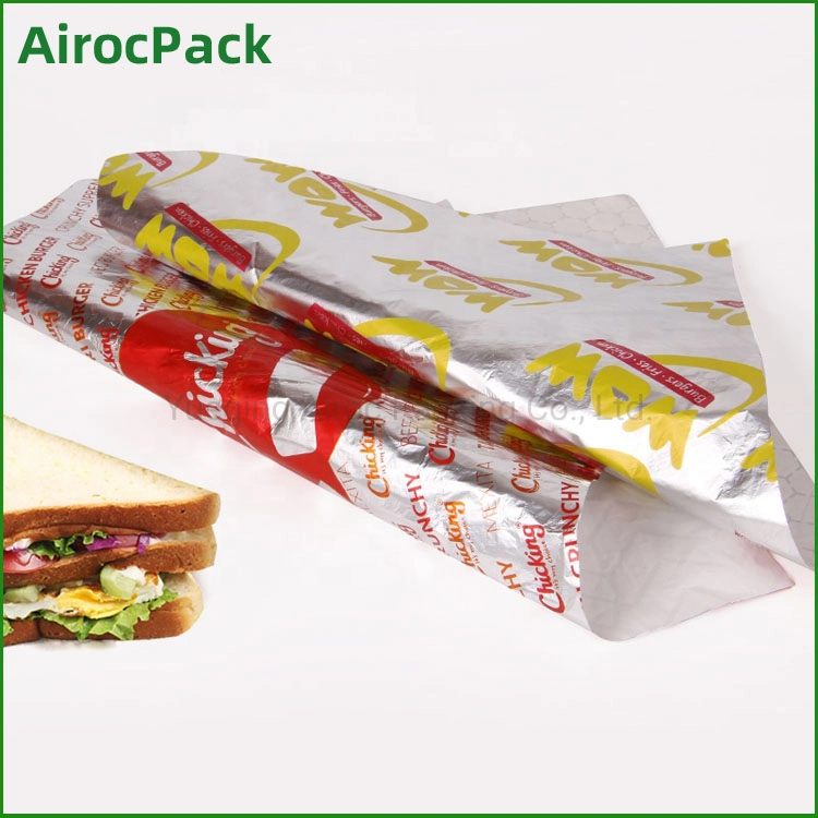 Soutenu par les feuilles de papier aluminium Hamburger Emballage Sandwich