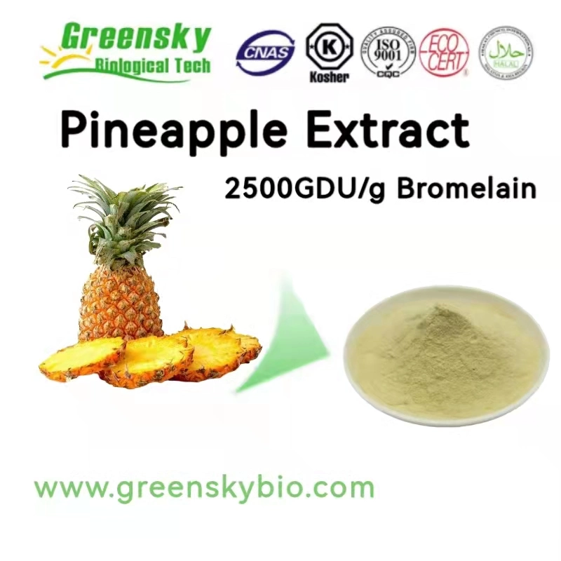 Alta calidad 2500 GDU/G Extracto activo de Piña Bromelain Aditivos alimentarios Polvo de bromelina natural puro