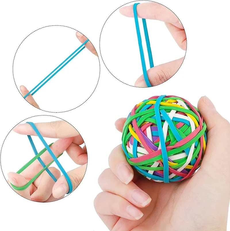 Coloured Rubber Bands Fashion Elastic Rubber Band Ball Stationery Rubber Band for Office Home