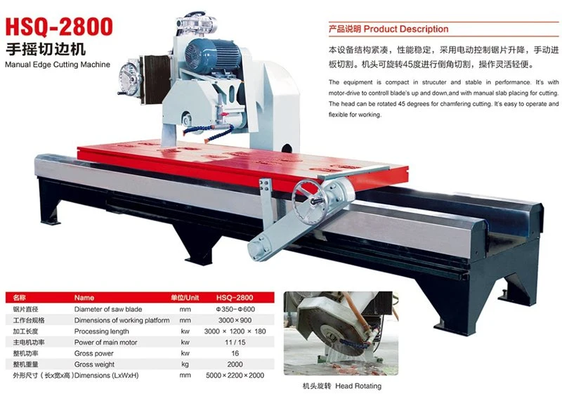 Maquinaria de piedra Hualong Hsq-2800 Azulejos de mármol granito Manual Manual de losa de máquina de corte borde con la inclinación de 45 grados precio barato corte