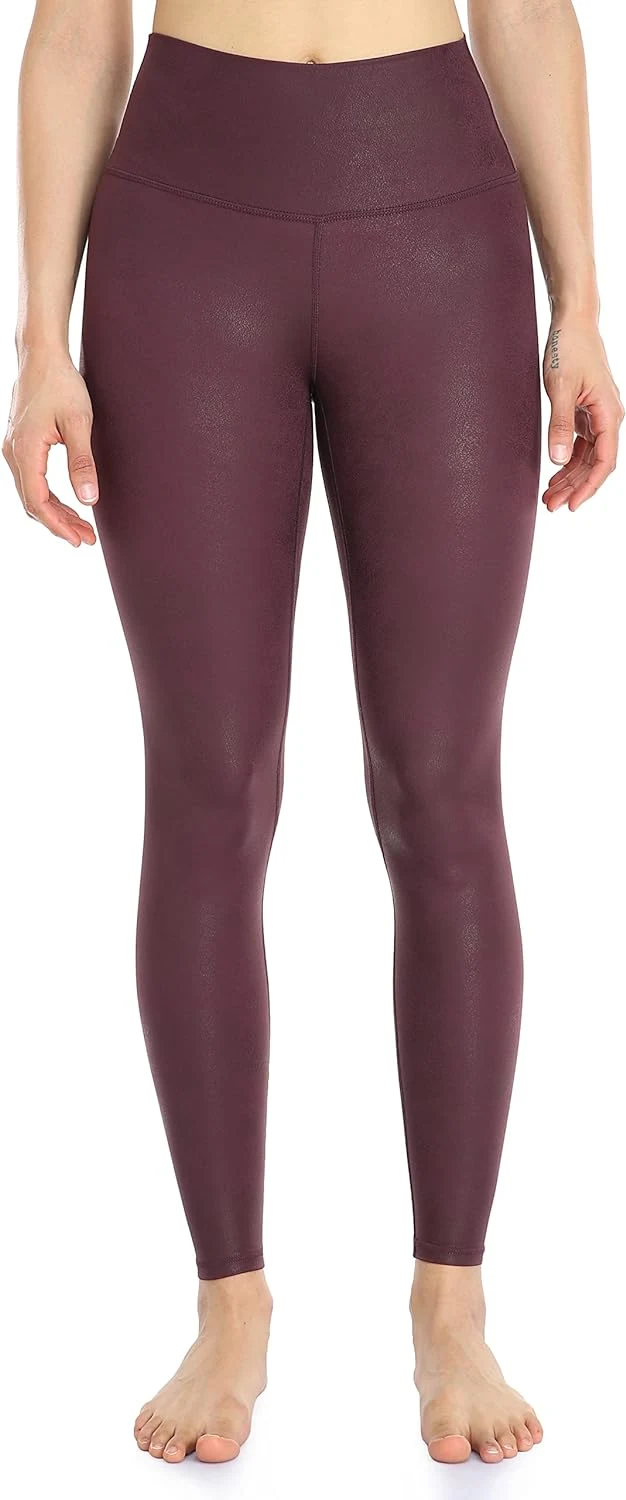 Leggings de piel sintética mate de cintura alta para mujer Yoga de longitud completa Pantalones