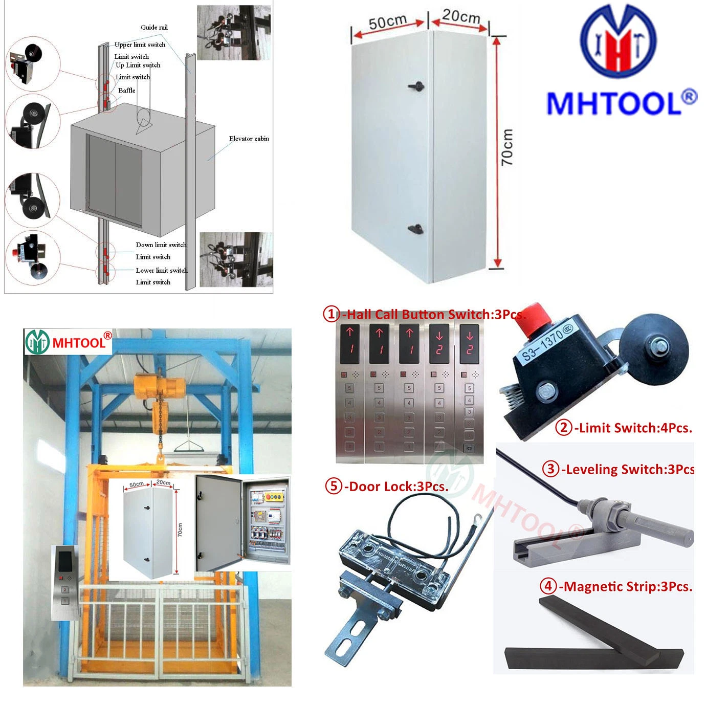 2t CD1-MD1 Electric Steel Rope Cable Hoist with Controller for 3floor Goods Elevator Mhtool