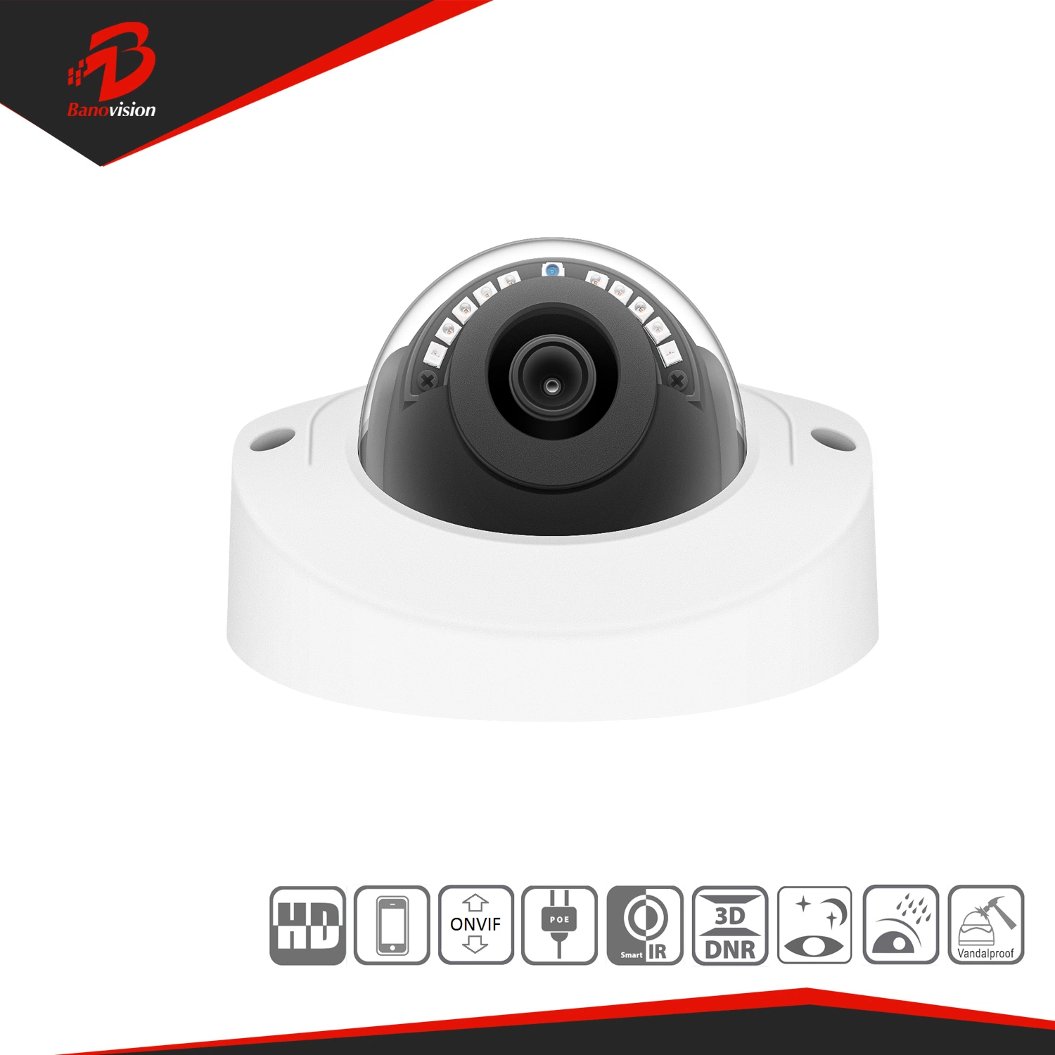 2MP Vigilancia de seguridad CCTV IP Network Vandal Proof Mini Dome Cámara