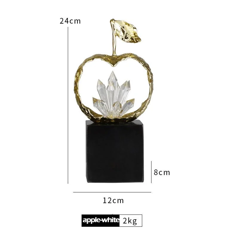 Light Luxury and Elegant Brass Glass Desktop Apple Decoration Crafts