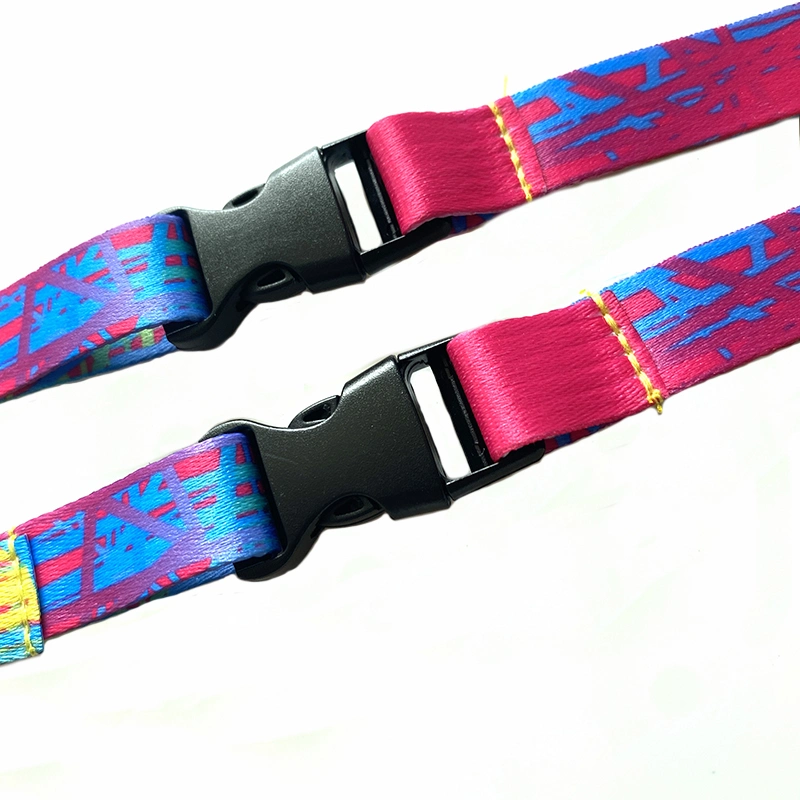 High quality/High cost performance Recycled Fabric Printed Release Buckle Lanyard with Metal Lobster Clip