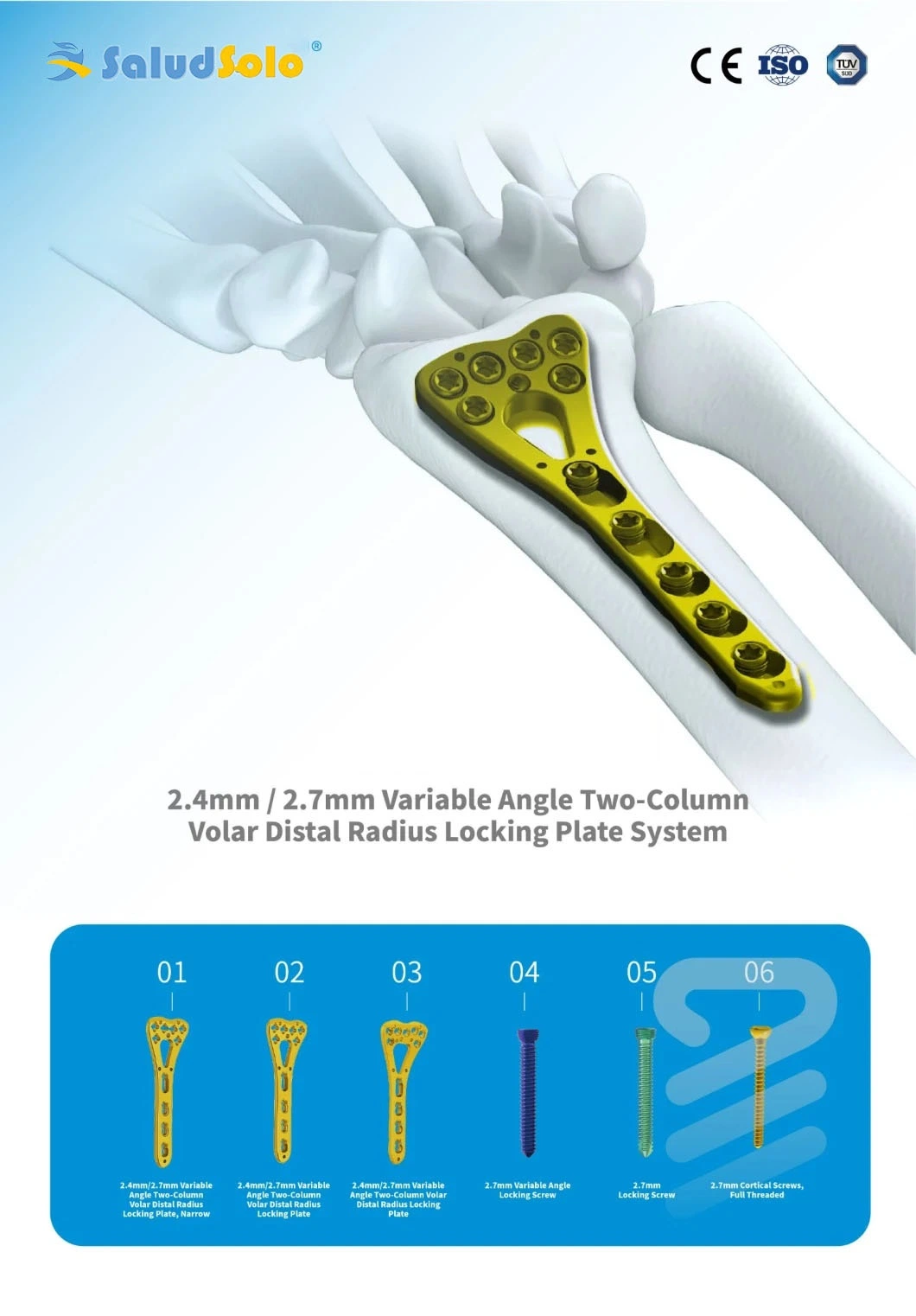 Orthopedic Implant Variable Angle Distal Radius Plam Locking Titanium Plate, Volar Locking Compression Plate (VA)