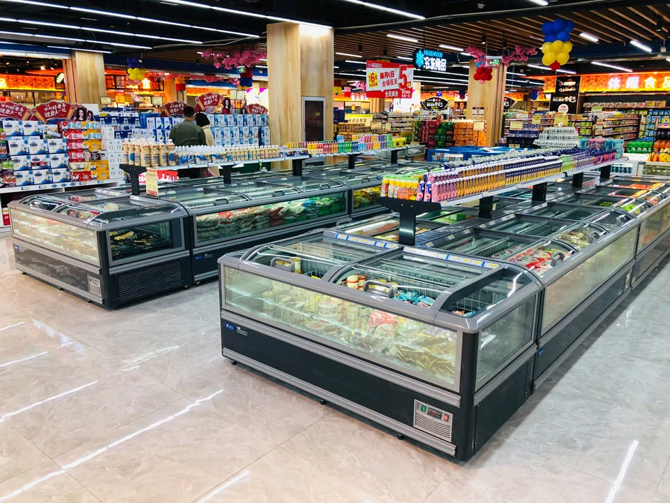 Supermercado Tienda E6 puertas de vidrio refrigeradores comerciales