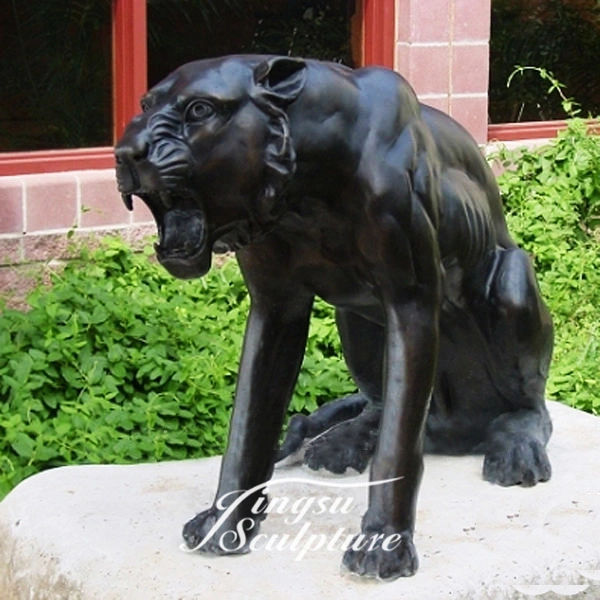 La decoración de arte al aire libre de bronce de fundición Panther estatua de animales para el exterior