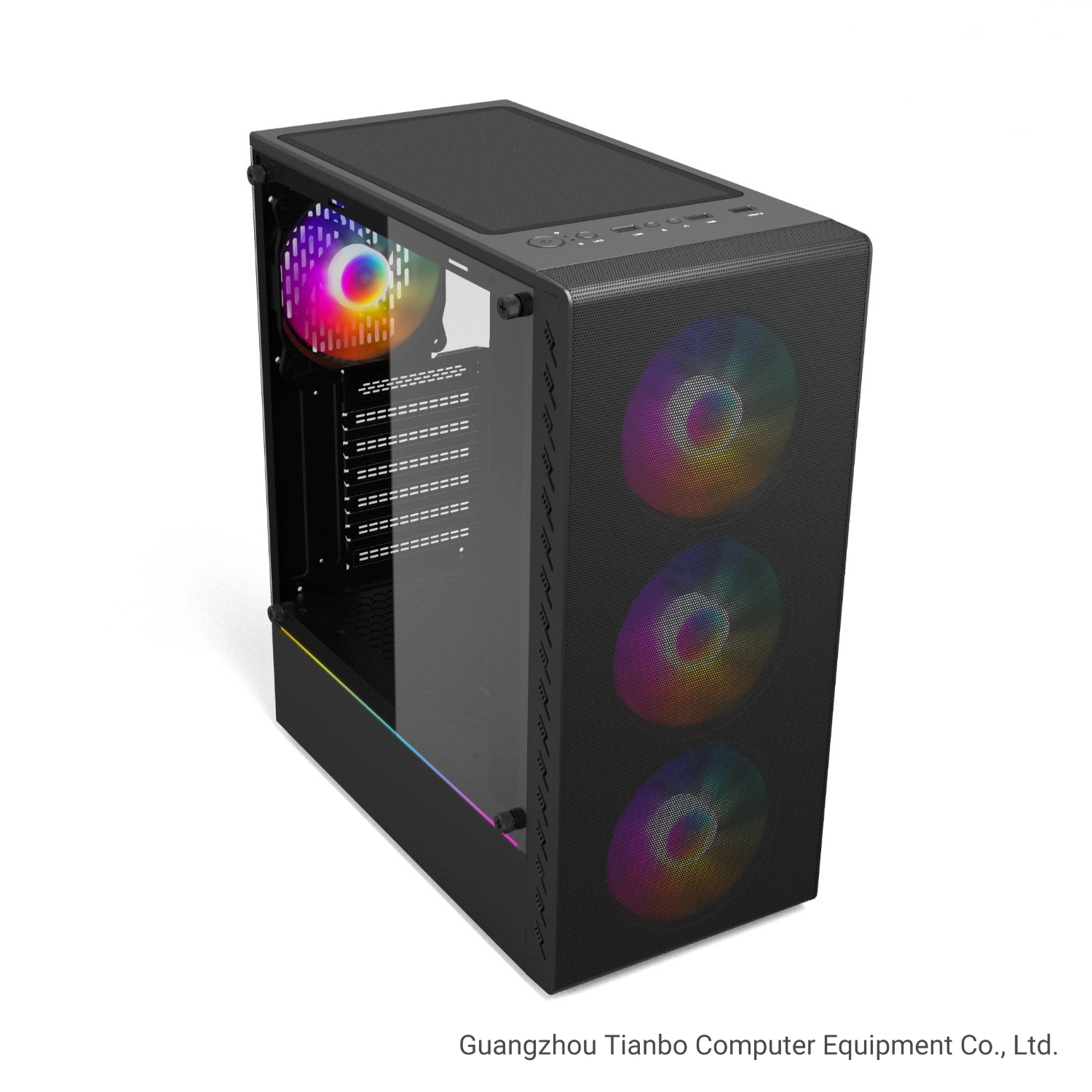 China PC OEM caso com LED RGB Tiras e parte superior do filtro de poeira Computador ATX caso