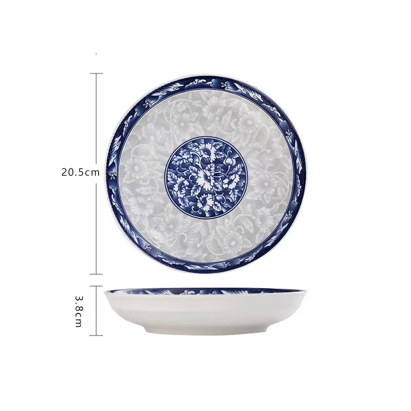 Wholesale/Supplier Round Ceramic Blue and White Porcelain Chineses Style Ceramic Plate Tableware
