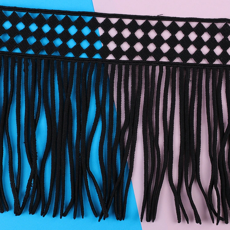 Polyester noir décorer chimiques Fancy broderie Tassel &amp; Fringe Dentelle au crochet pour vêtements de fraisage