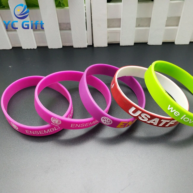 Customized Wrist Band Supplies Colorful Any Logo Silicone Wristband/Bracelets for Promotion Gift