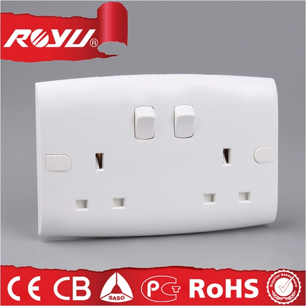 Power Electrical Universal Wall Double 3 Pin Socket