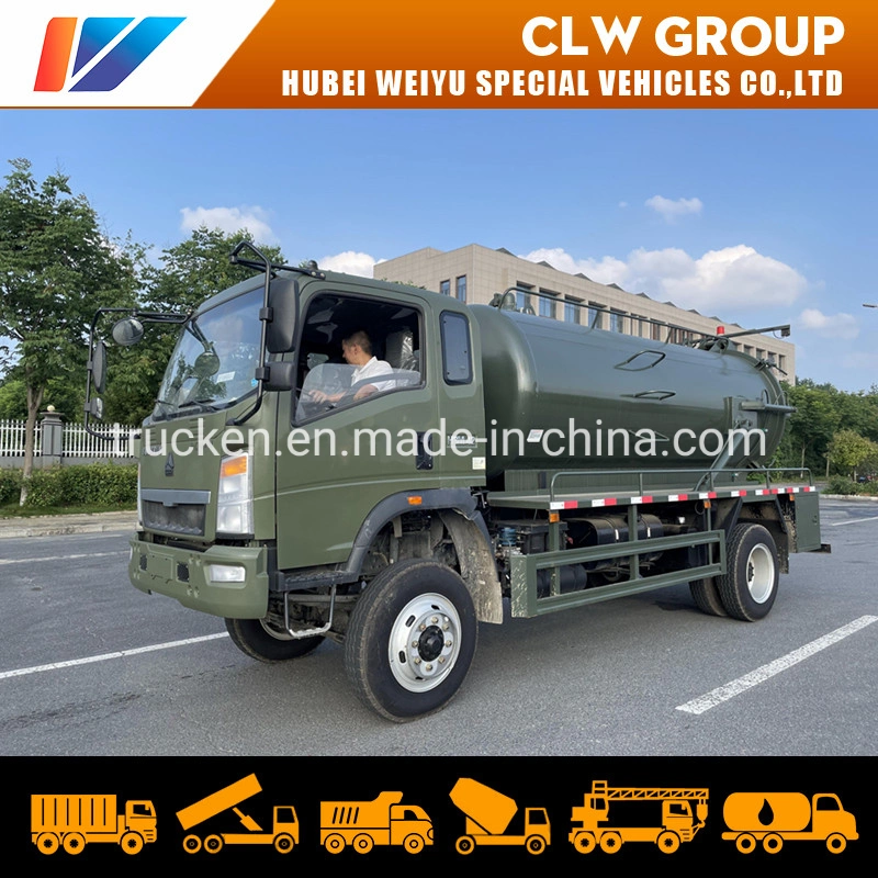 Sinotruk Homan 4X4 All Wheel Drive off Road 8000L Vacuum Sludge Sewage Suction Truck